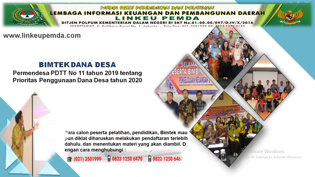 Bimtek Permendesa PDTT No 11 tahun 2019 tentang Prioritas Penggunaan Dana Desa tahun 2020