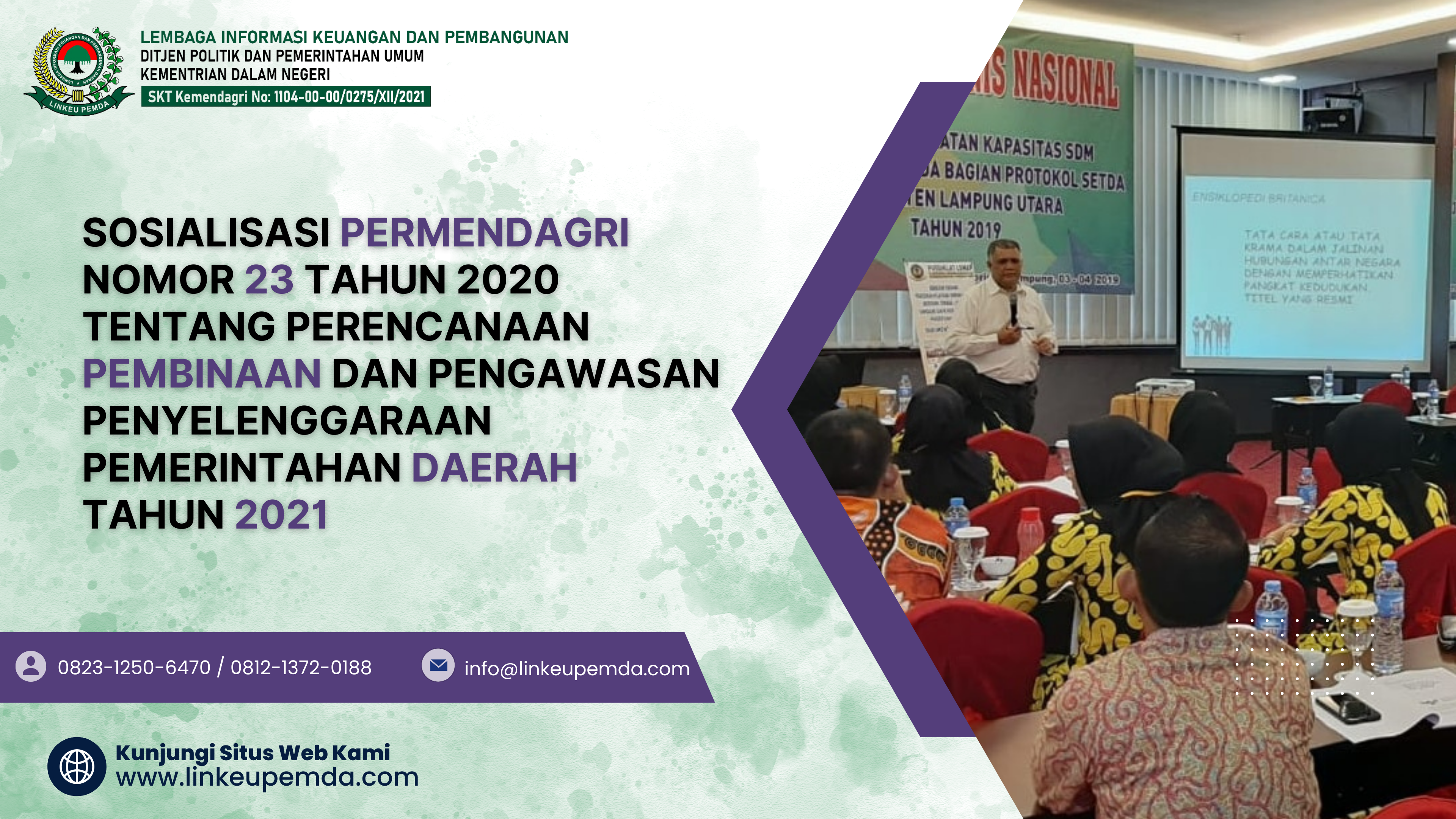 Bimtek Sosialisasi Permendagri Nomor 23 Tahun 2020 Tentang Perencanaan Pembinaan dan Pengawasan Penyelenggaraan Pemerintahan Daerah Tahun 2021